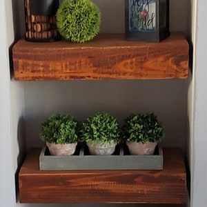 Fast Easy Mount Wood Floating Shelf Reclaimed Wood Shelves Industrial Rustic Wall Wooden Modern Farmhouse Walnut Mahogany Shelfs Kitchen Old image 7