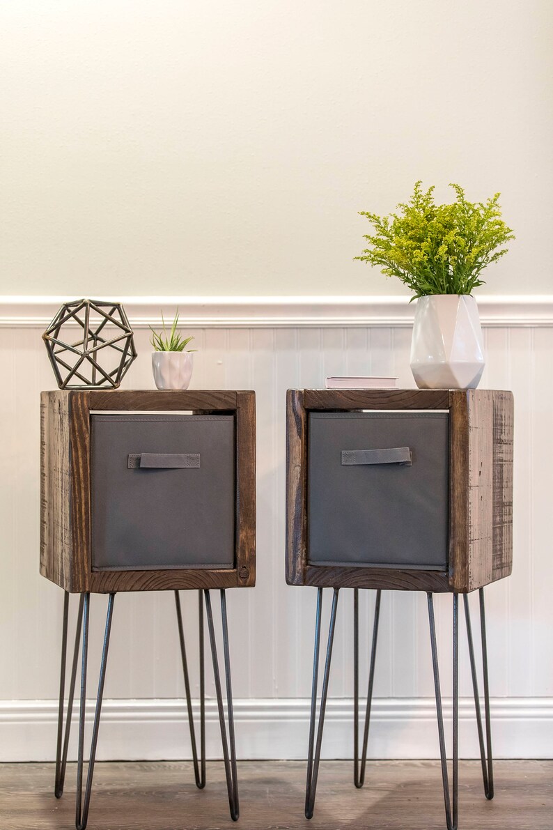 Nightstand Pair Farmhouse Table Modern End Industrial Image 0