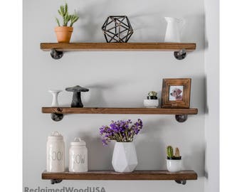 Ships in 7-9 Days (bus.), Sawmilled Floating Shelves, Barn, floating shelf, Reclaimed wood shelves, Pipe shelf, Rustic shelf, Farmhouse