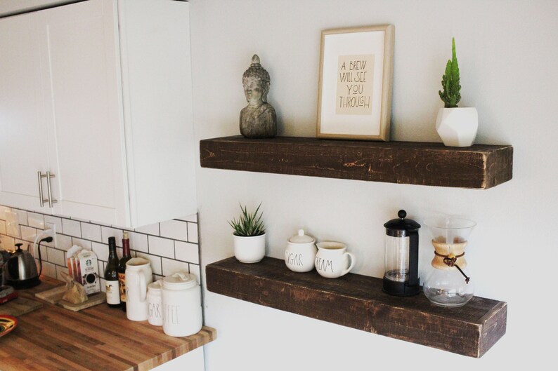 Easy Mount Wood Floating Shelves Reclaimed Shelf Image 0