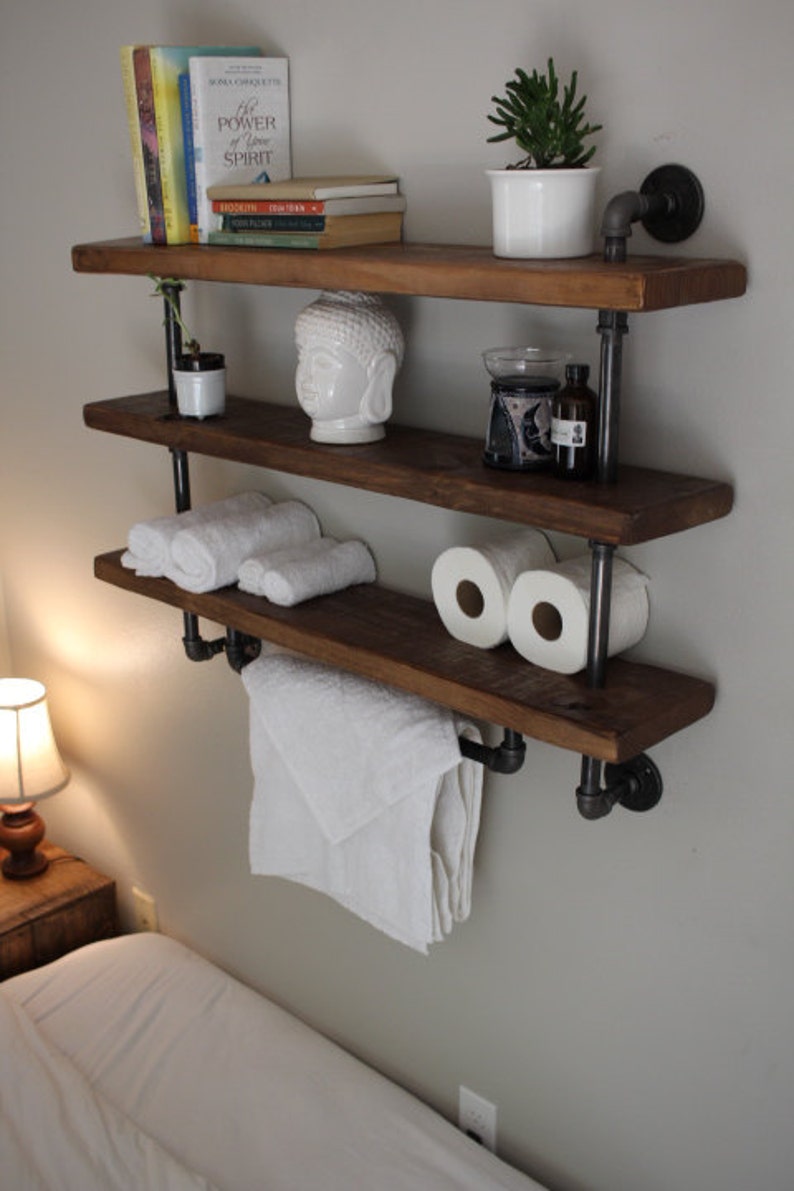Industrial pipe shelf Bathroom shelves Kitchen shelves Etsy