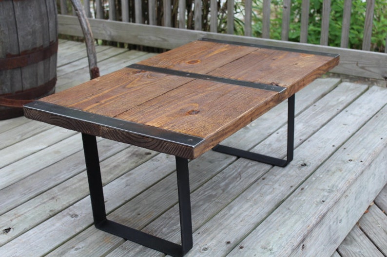 Industrial coffee table vintage metal strips reclaimed wood table Reclaimed wood coffee table urban coffee table Industrial Furniture