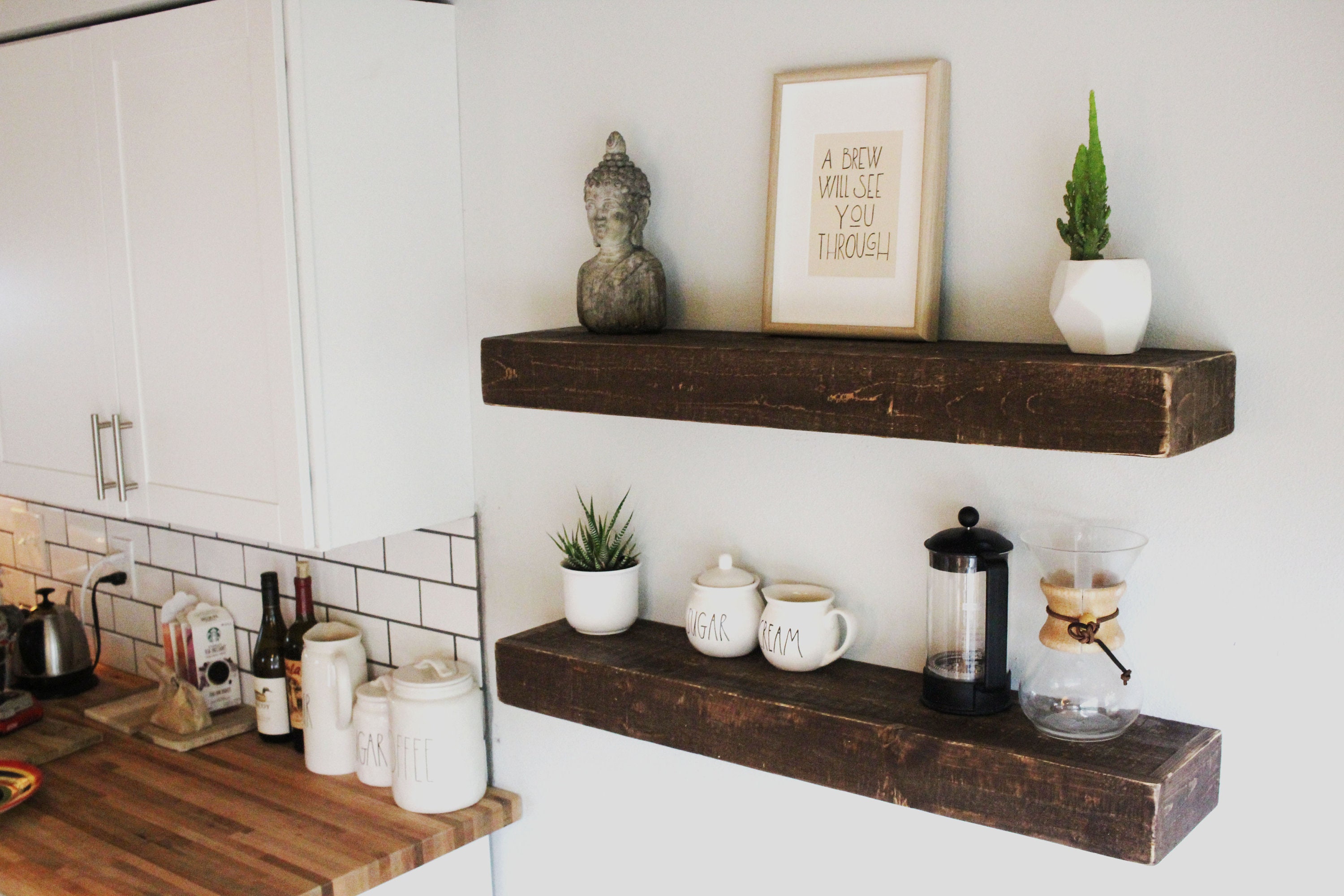 Easy Mount Wood Floating Shelves Reclaimed Shelf 50