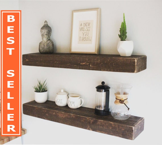 Fast Easy Mount Wood Floating Shelves Reclaimed Shelf Rustic Wall Wooden Modern Farmhouse Walnut Mahogany Shelfs