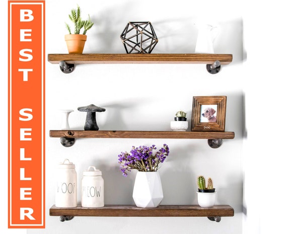 Reclaimed Wood Floating Shelves White Modern Small Wall Etsy