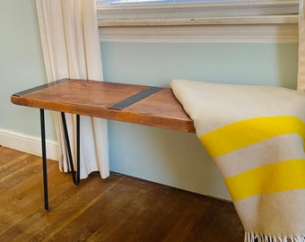 Reclaimed wood bench, industrial bench, minimalist bench, Industrial furniture, urban bench, reclaimed, urban, hairpin legs, chair, seating