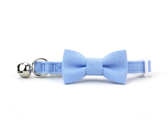 Baby Blue Cat Bow Tie Collar - Wedding Cat Bowtie - with Breakaway Buckle and Bell