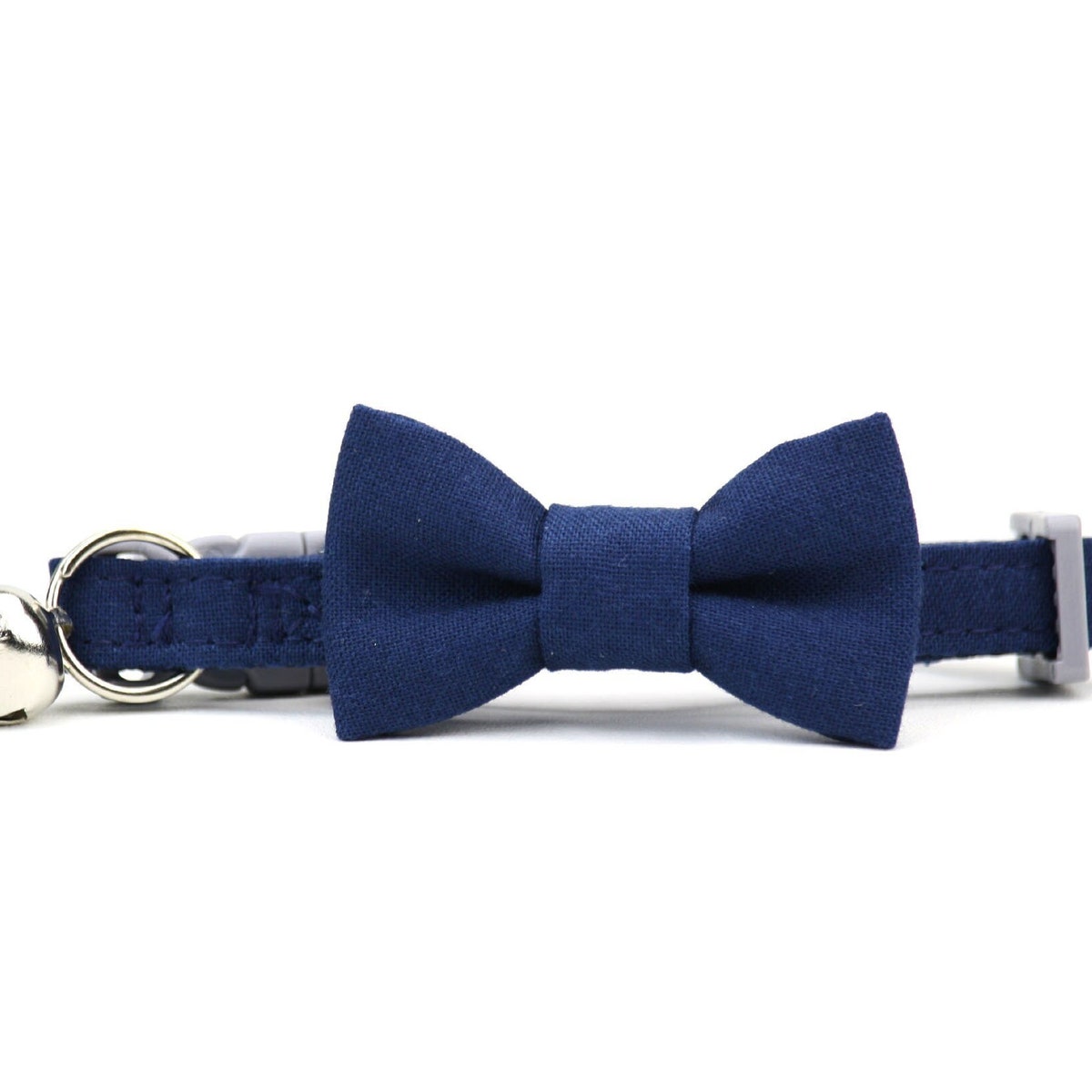 Navy Cat Bow Tie Collar - Blue Wedding Bowtie - Formal - with Breakaway Buckle and Bell