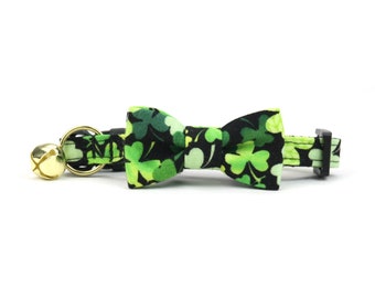 Green Shamrock Cat Bow Tie Collar - St Patrick's Day