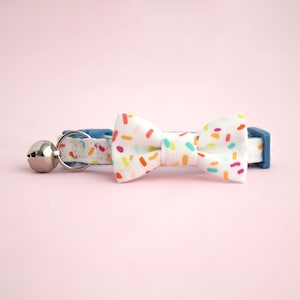 Sprinkles Birthday Cat Bow Tie Collar with Breakaway Buckle and Bell image 1