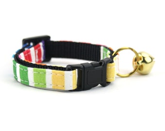 Rainbow Pride Cat Collar with Breakaway Buckle and Bell