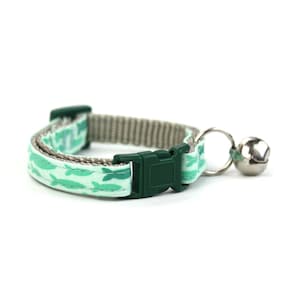 Mint Green Fish Cat Collar with Breakaway Buckle and Bell