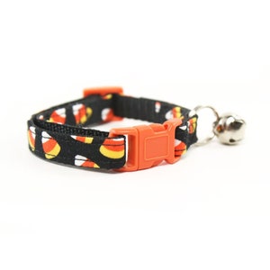 Candy Corn Cat Collar - Halloween - Black and Orange - with Breakaway Buckle and Bell