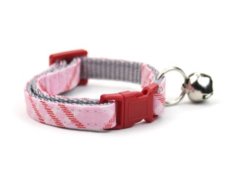 Pink and Red Plaid Cat Collar with Breakaway Buckle and Bell