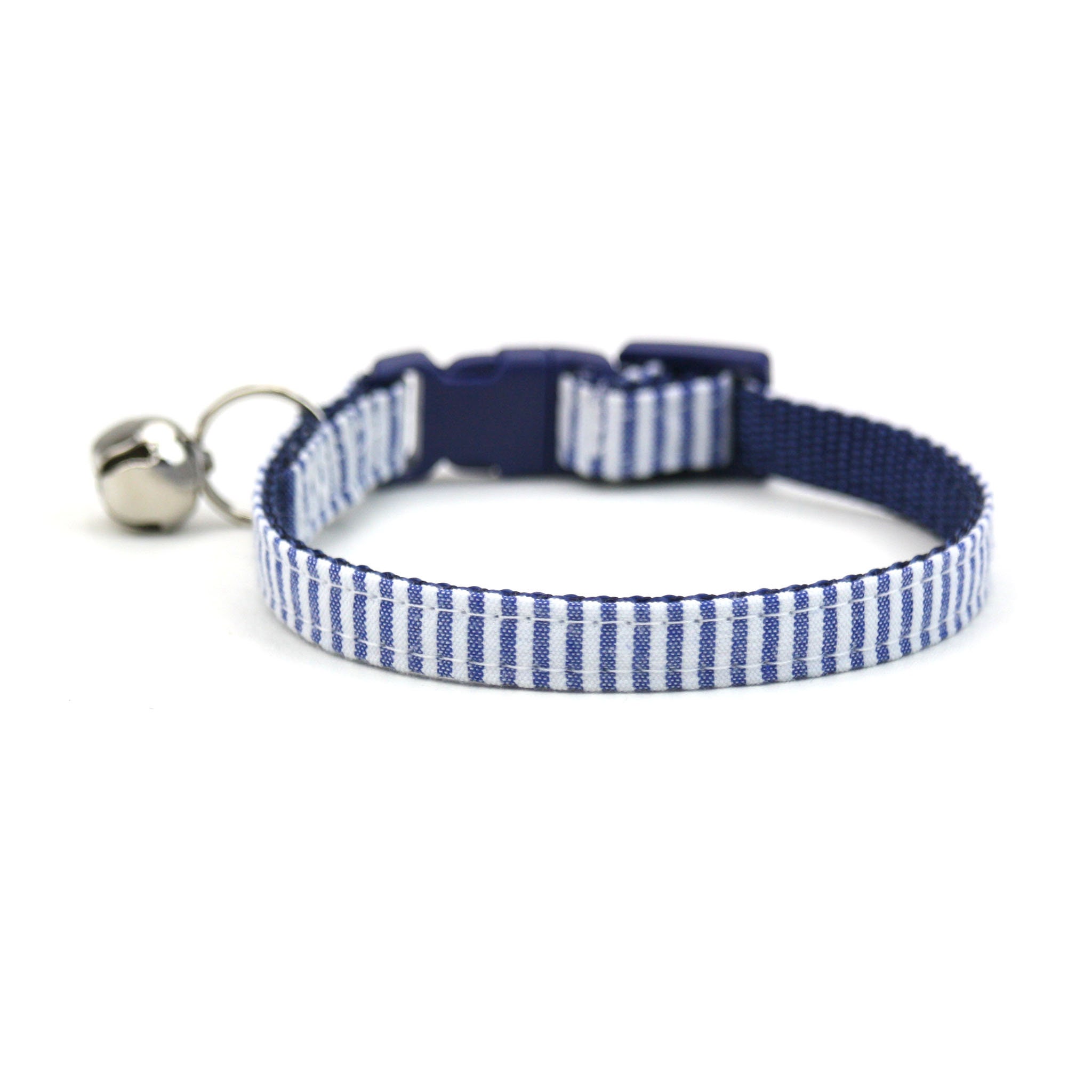 Cat Bow Tie Collar Blue Seersucker Striped With Breakaway Etsy UK