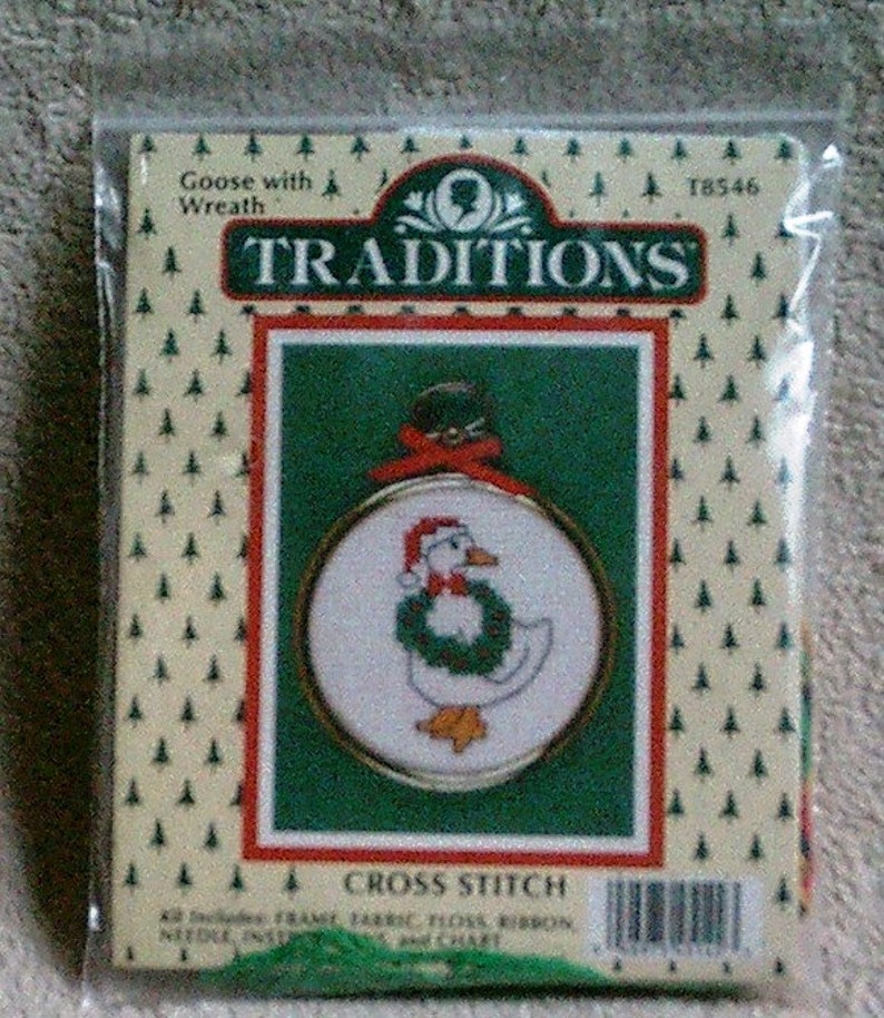 Traditions Christmas Ornament Goose With Wreath Cross Stitch - Etsy