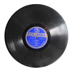 May include: A vintage black vinyl record with a blue and gold Columbia label. The label features the text "COLUMBIA" and the song title "Waiting". The record is a classic music collectible.
