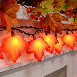 Autumn Leaf LED String Lights 20 count 6.5 ft Battery Operated Harvest Decor