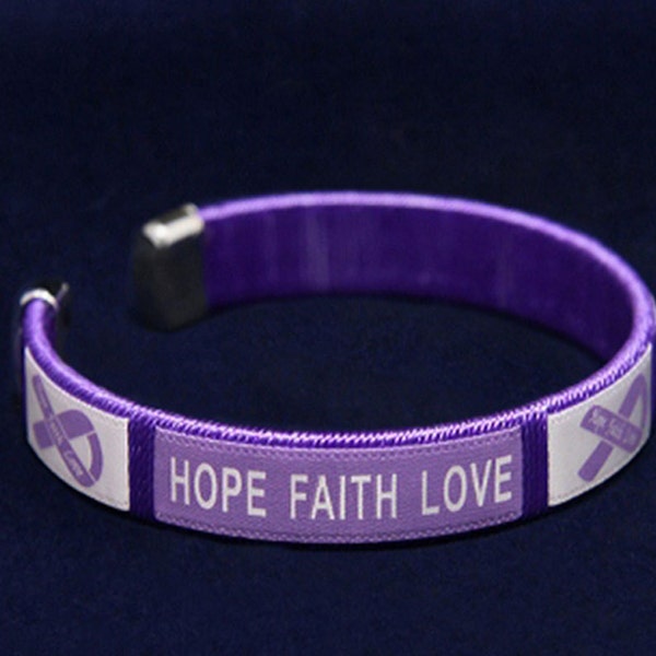 Purple Ribbon Awareness hope faith bangle bracelets