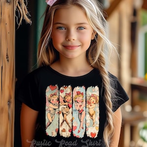 Girls Valentines Shirt, Cupid Retro Valentines Shirt, Toddler Valentine Shirt, Kids Valentines Shirt