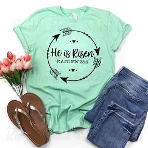 Religious Easter Shirt, Women&#39;s Easter Shirt, Matching Family Easter Shirts, Happy Easter Shirt, He is Risen Shirt