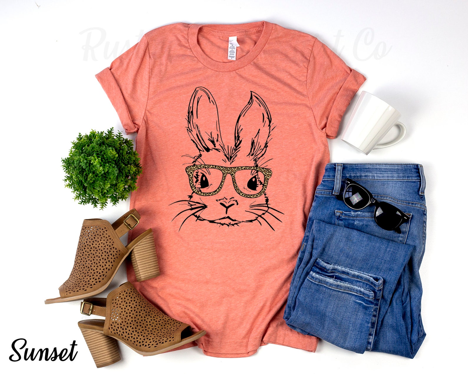 Easter Bunny Glasses T-shirt Women's Easter Shirt | Etsy