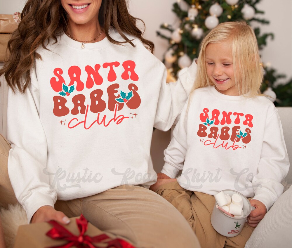 Santa Babes Club Sweatshirt, Family Christmas Sweatshirts, Toddler Christmas Sweatshirt, Kids Christmas Sweatshirt Printfushion