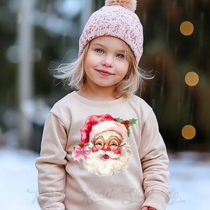 Girls Christmas Sweatshirt, Retro Santa Sweatshirt, Kids Matching Sweatshirt, Family Christmas Sweatshirt