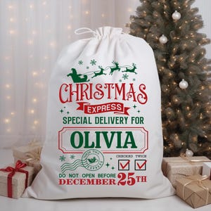 Benutzerdefinierter Weihnachtssack, Weihnachtssack, personalisierte Weihnachtsgeschenktasche, Weihnachtseinkaufstasche, Weihnachtsleckerli-Tasche