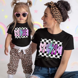 Checkered Mama Mini Shirts, Mommy and Me Outfit, Mama Mini Shirts, Retro Mama Shirt, Mother&#39;s Day Gift, First Mother&#39;s Day Gift
