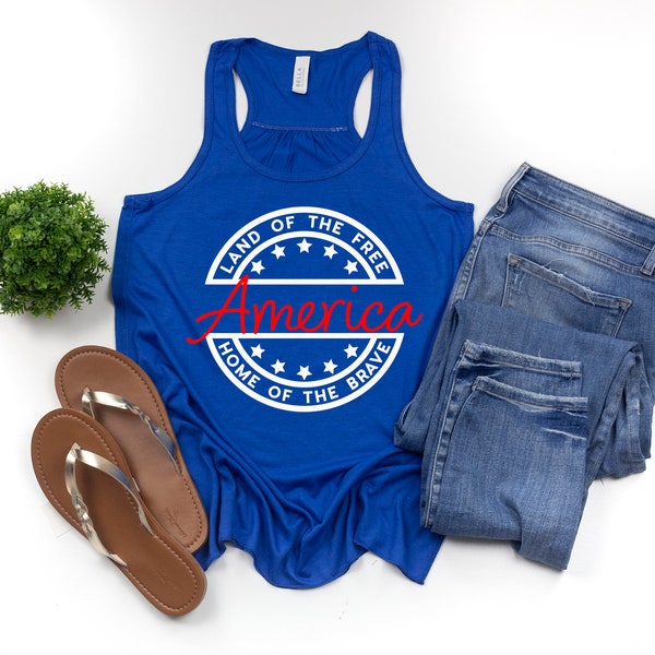 Fourth of July Tank Top, Land of the Free Tank Top, Patriotic Ladies Tank Top, Bella Canvas Tank Top