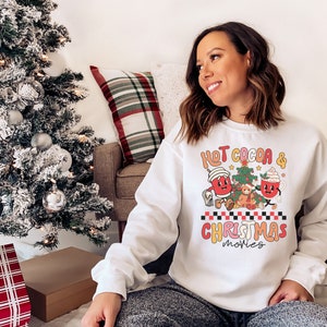 Christmas Movies Sweatshirt, Christmas Coffee Shirt, Christmas Sweatshirt, Holiday Sweater, Women&#39;s Christmas Sweater