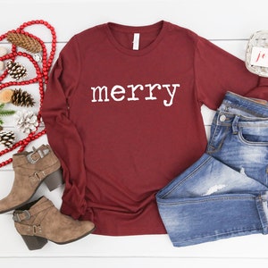 Koszula z długim rękawem na Boże Narodzenie, Wesoła koszula świąteczna, damska koszula świąteczna, koszula świąteczna, koszula na imprezę świąteczną