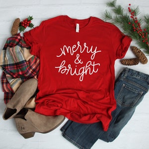 Merry and Bright Shirt, Matching Family Christmas Shirts, Christmas Tee, Holiday Shirt, Women's Christmas,