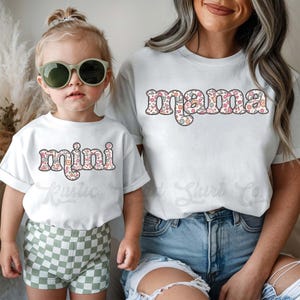 Floral Mama Mini Shirts, Mommy and Me Outfit, Mama Mini Shirts, Retro Mama Shirt, Mother&#39;s Day Gift, First Mother&#39;s Day Gift