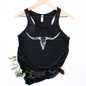 Débardeur tête de mort vache, débardeur rodéo, débardeur western, débardeur musique country, débardeur country fille, chemise fille du Sud,