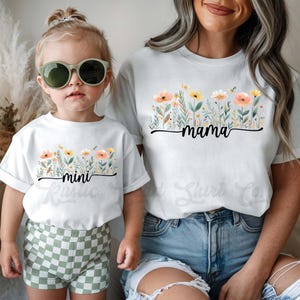 Mommy and Me Outfit, Mama Mini Shirts, Floral Mama Shirt, Mother&#39;s Day Gift, First Mother&#39;s Day Gift