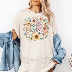 Floral Mama Shirt, Spring Mama Shirt, Comfort Colors™ Shirt, Mother&#39;s Day Shirt Gift, Flower Mama Tshirt, Girl Mama Shirt