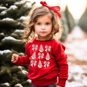 Girls Christmas Sweatshirt, Coquette Christmas Sweatshirt, Kids Matching Sweatshirt, Family Christmas Sweatshirt