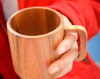 Wooden Coffee Cup, handmade tumbler made of Acacia