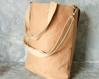 Shoulder bag handmade from kraft paper