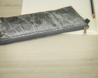 Pencil case / cosmetic bag made from leaves in black