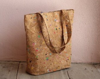 Tote bag / bag made of cork with color dots