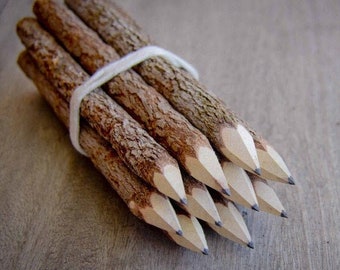 Wooden pencil set – handmade from recycled twigs, set of 10