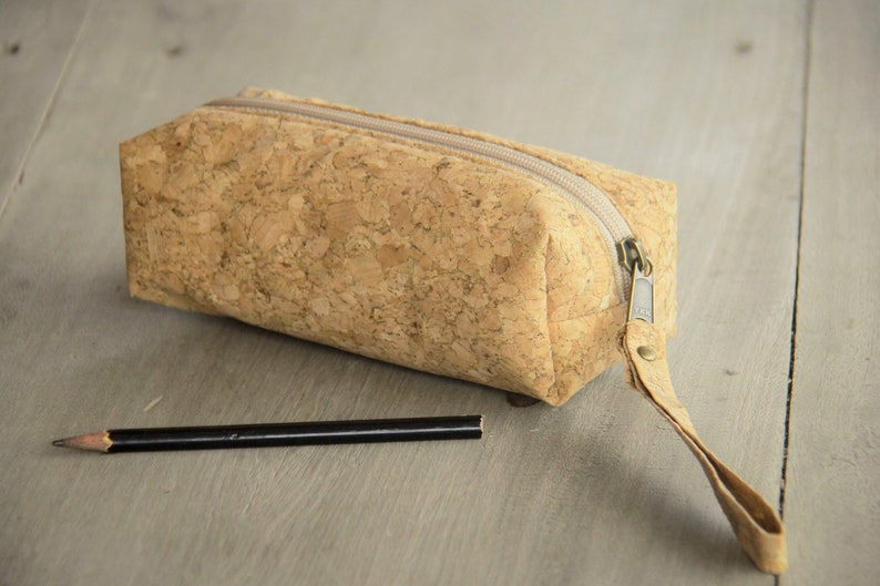 Pencil case made from cork pen bag handmade and vegan image 1