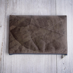 Laptop Case 13" - 14" inch, handmade laptop sleeve from laminated leaves, MacBook case 13 - 13.3  inch, in grey - metallic / dark brown