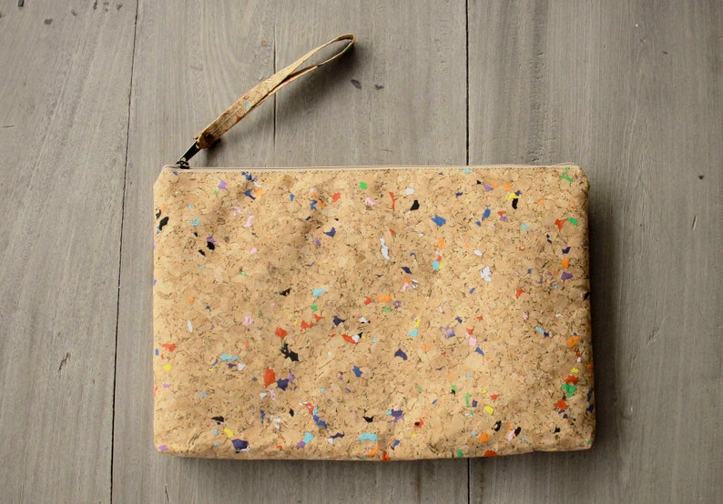 Laptop Case 13 14 inch made from cork with color dots image 1