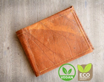 Portemonnaie aus Blättern in braun, 1-fach gefaltet