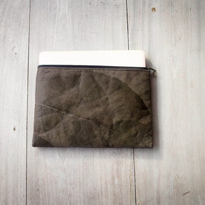 Laptop Case 13" - 14" inch, handmade laptop sleeve from laminated leaves, MacBook case 13 - 13.3  inch, in grey - metallic / dark brown