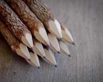 Wooden pencil set – handmade from recycled twigs, set of 10